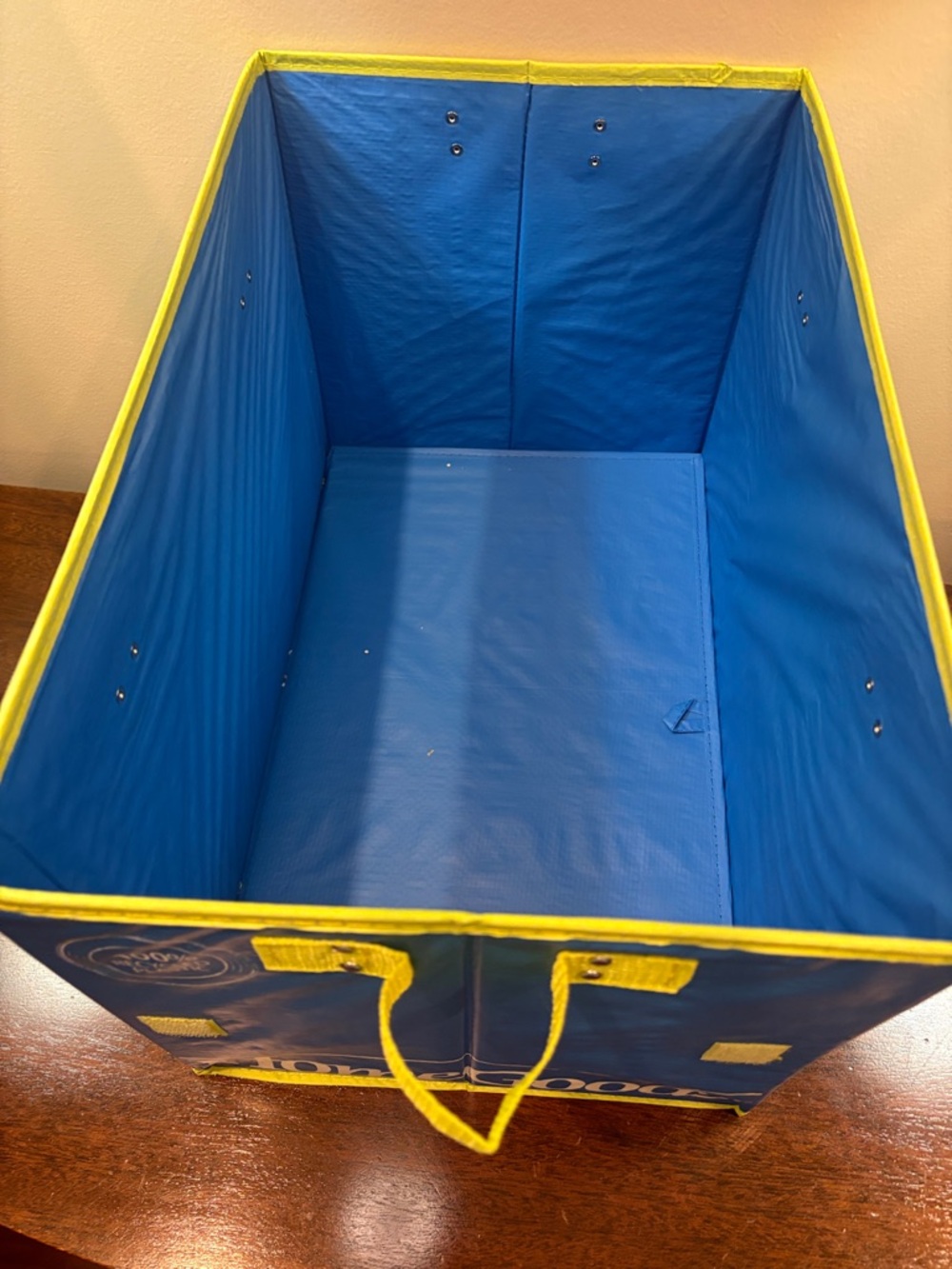 Collapsible Box Tote - Blue and Yellow Trim - Picture 6 of 16